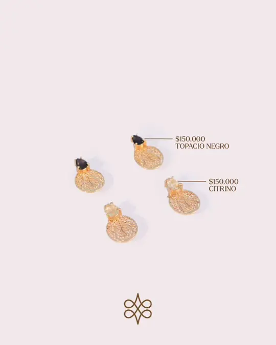 Aretes Lagrima Topacio Negro